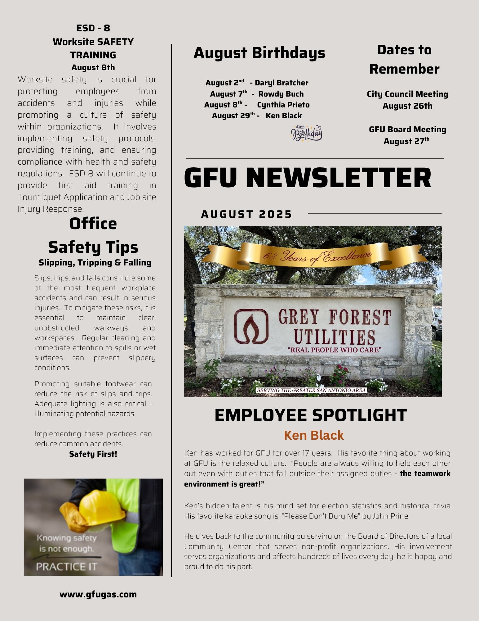 GFU August Newsletter